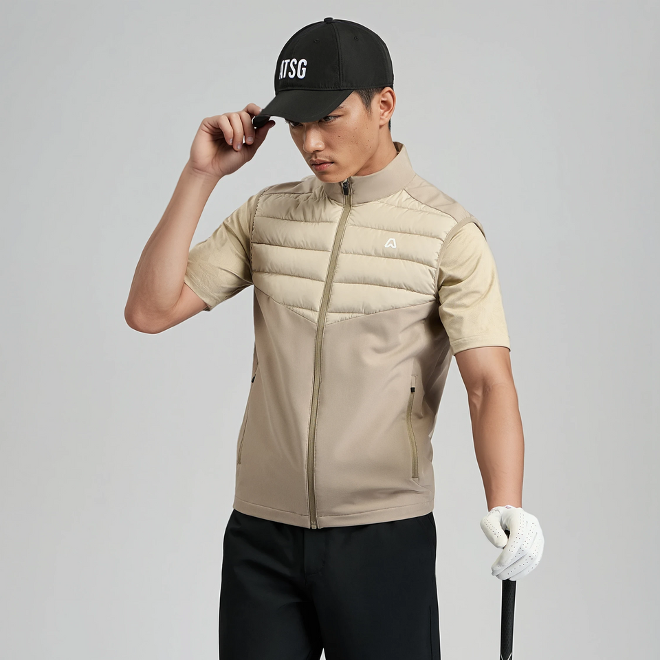 ATSG Mens Windproof Padded Stretch Golf Gilet Sand – ATSG-Golf