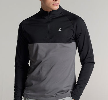 Weyburn Panelled 1/4 Zip Top - Putter Black / Steel