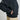 Close-up of a person wearing a black pullover hoodie with a kangaroo pocket and white 'ATSG' lettering on the sleeve, paired with beige pants, against a light gray background.